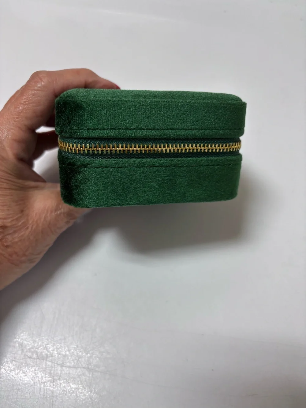 Green Velvet Travel Jewelry Organizer w/ Mirror